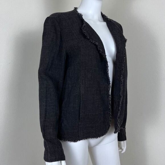 Eileen Fisher Women Size XS Gray Italian Fabric Linen Tweed Cardigan Jacket Boho - Picture 13 of 14
